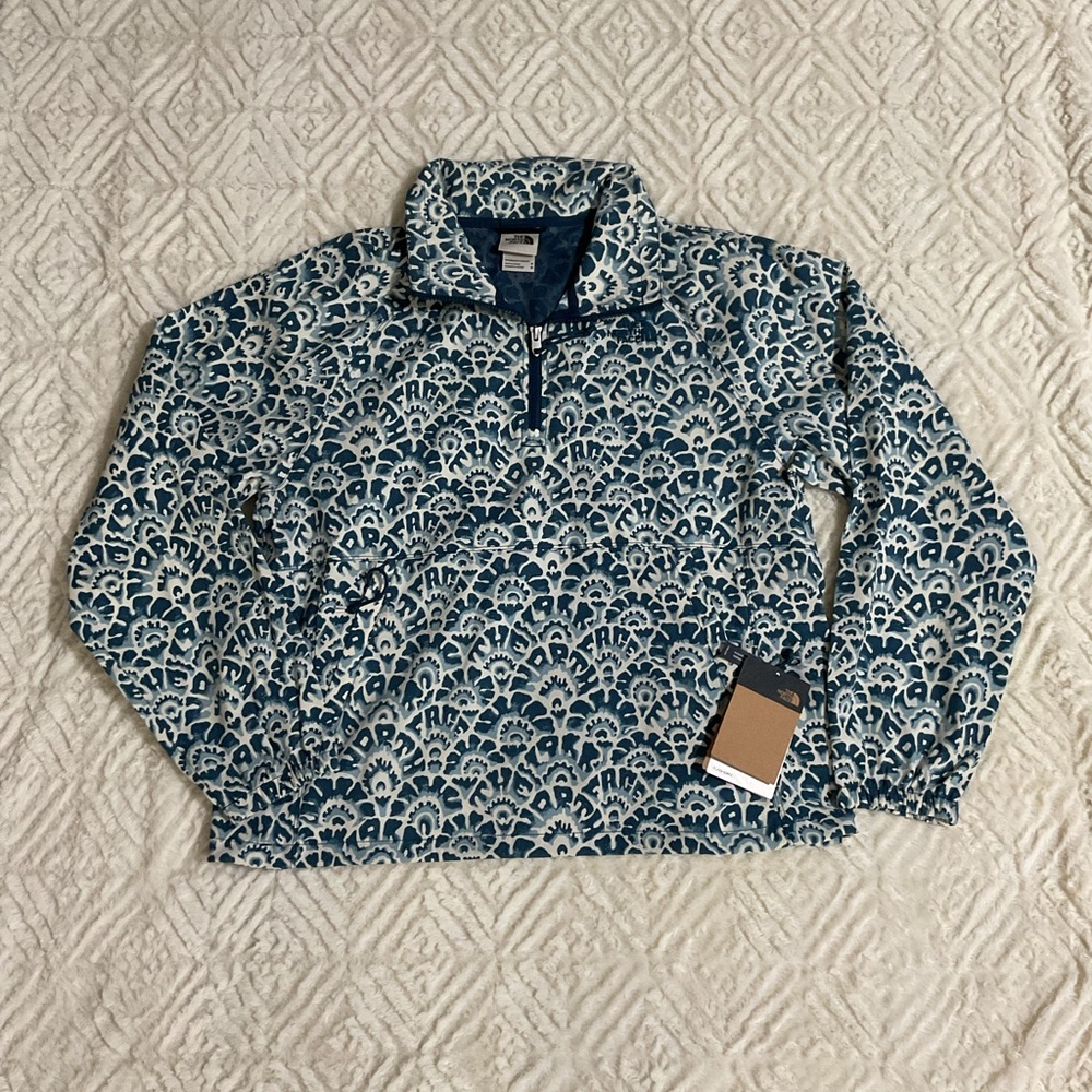 The North Face Teal and White Patterned Jacket
